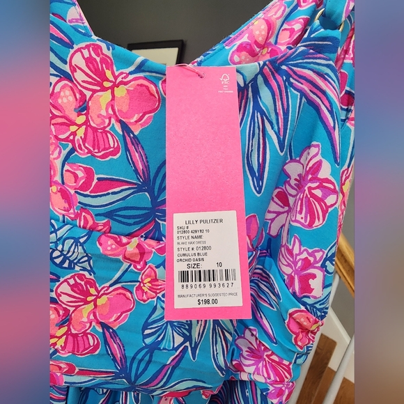 NWT Lilly Pulitzer Blake Maxi Cumulus Blue Orchid Oasis Dress Size 10 - Picture 6 of 7